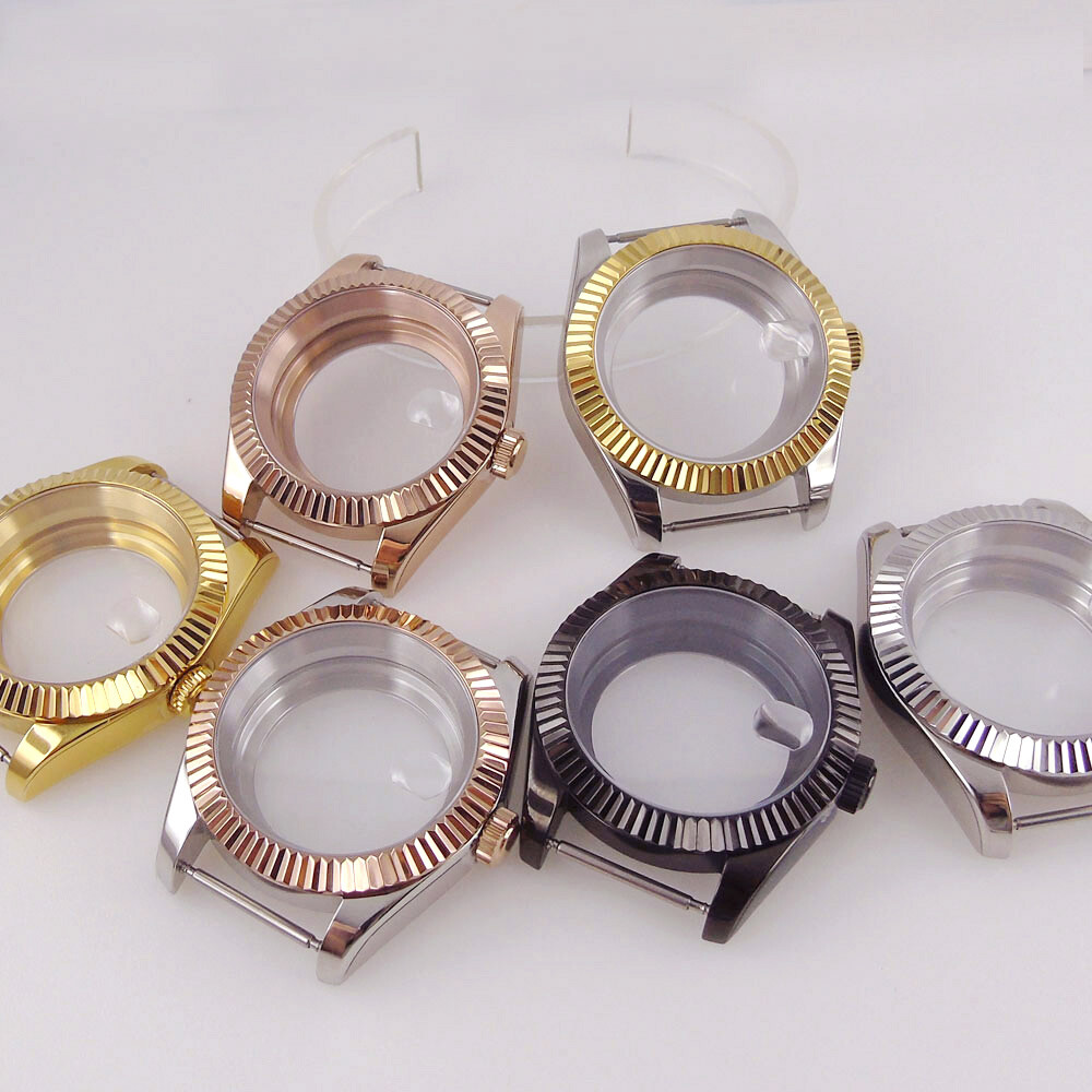 Tandorio 36/39mm Silver Gold Rose Gold Fluted Bezel Stainless Steel Watch Case