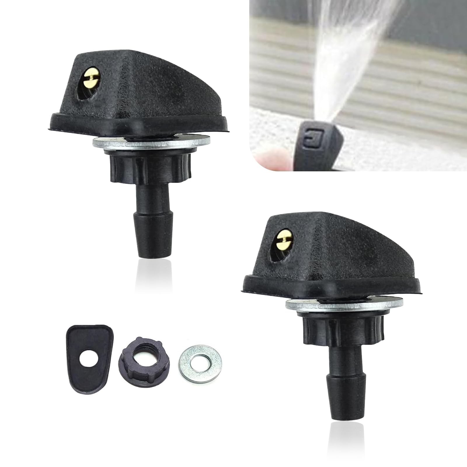 2 PCS Car Hood Front Windshield Spray Nozzle, 1.06″ x 0.62″ Single Hole Strai…