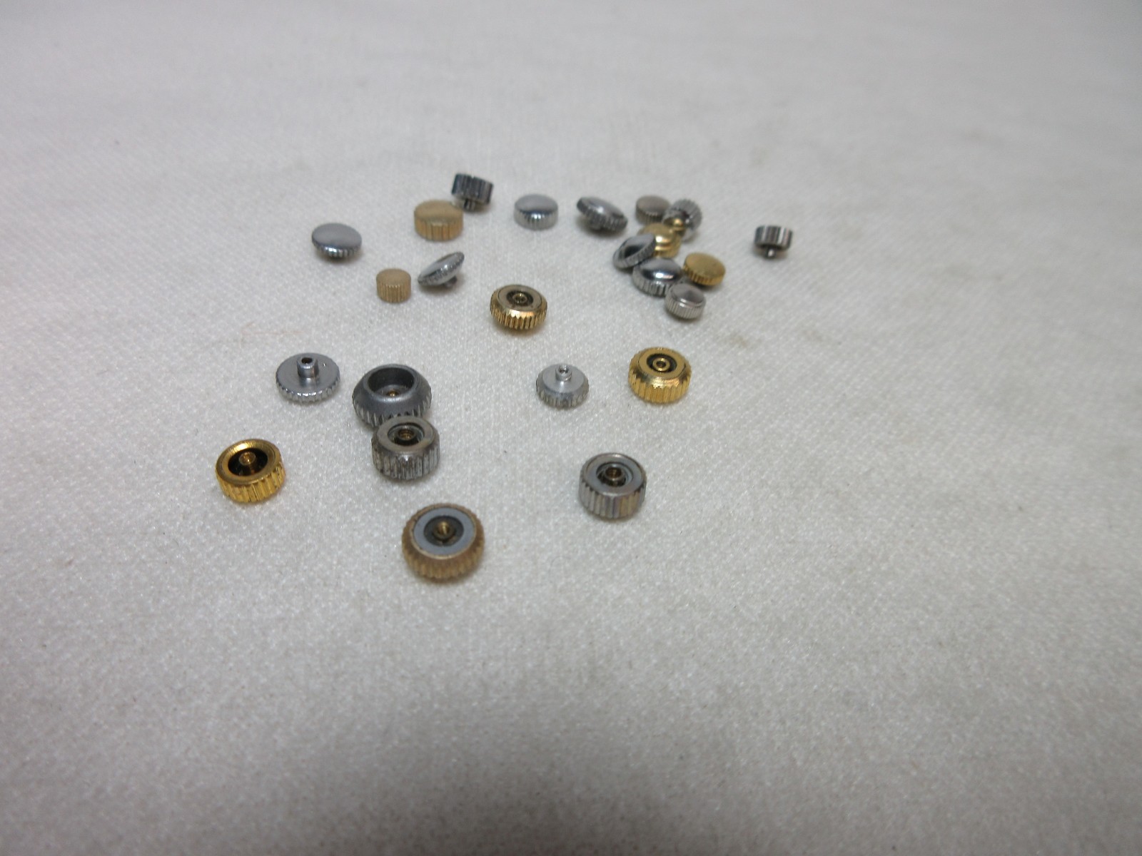 LOT OF 24 WATCH CROWNS WATCHMAKERS PARTS ASSORTED LOT SOME GOLD FILLED PLATED