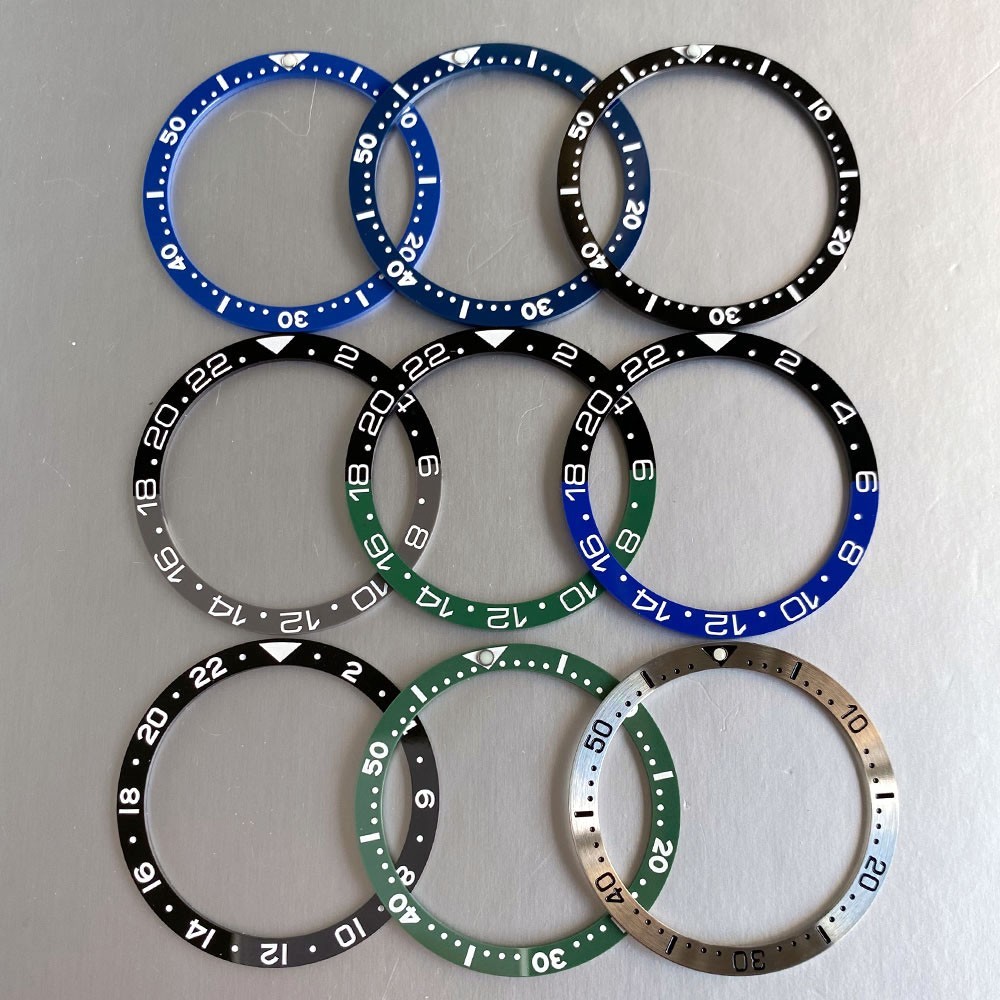 38MM*31.5MM Flat Alloy Ceramic Bezel Insert For NH35 NH34 GMT SKX Diver Watch