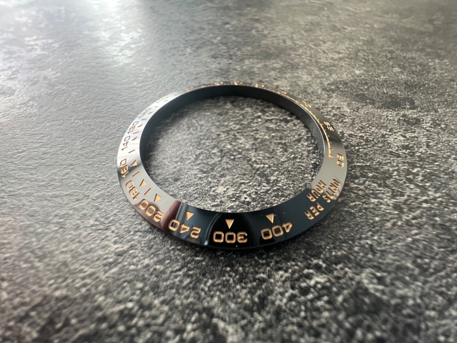 Premium Black Yellow Gold Ceramic Bezel Insert For Rolex Daytona 40 mm 116518