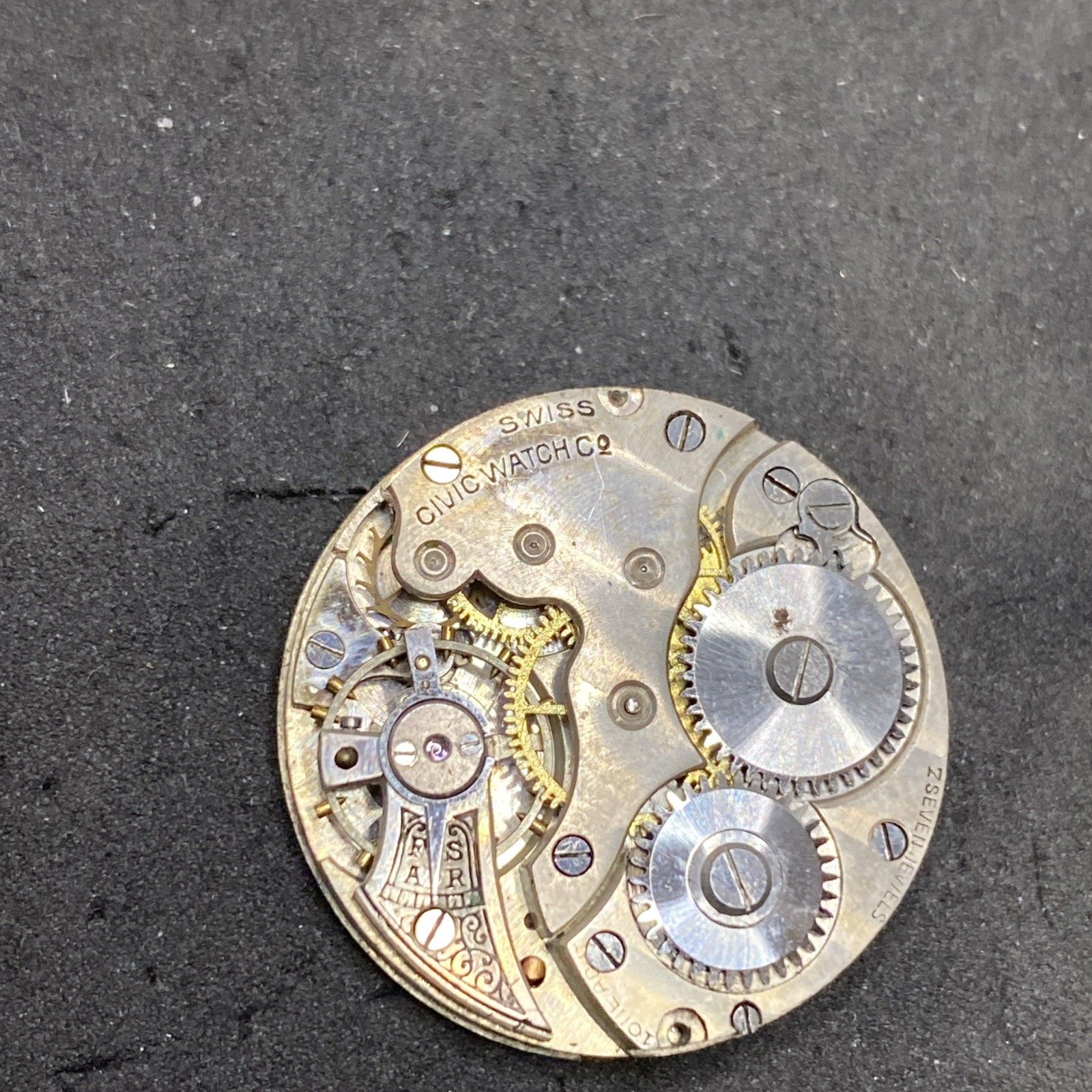Civic Pendant Watch Movement Swiss Openface 25 Mm Parts Antique F8719