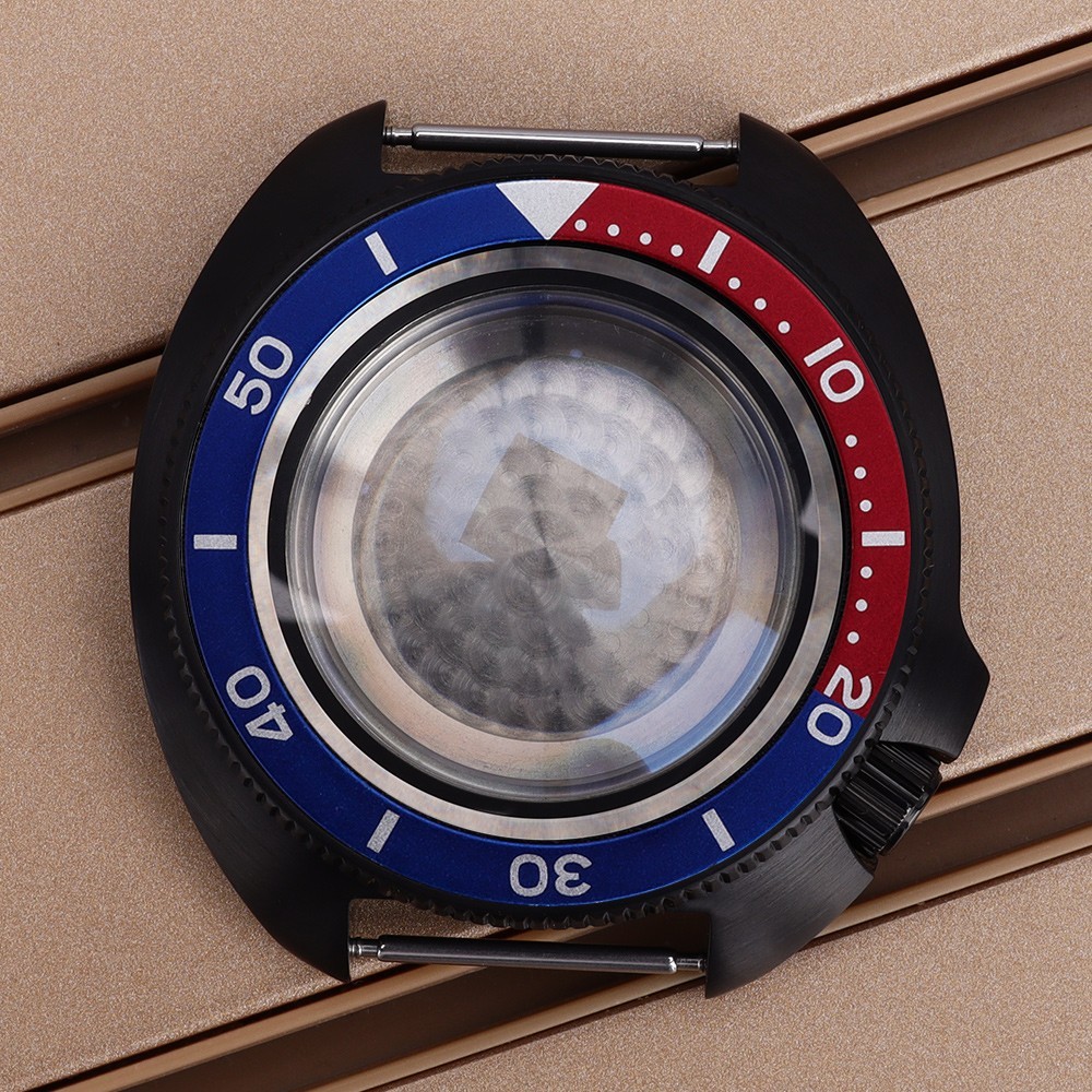 FEIYASHI PVD Black turtle Style Watch Case 44mm Sapphire For Seiko NH35 Movement