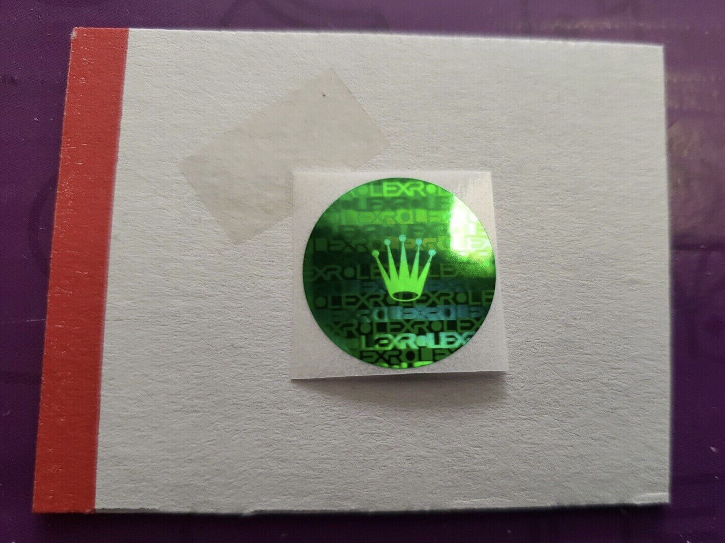Rolex Day Datejust Green Case Back Hologram Sticker 19mm diameter