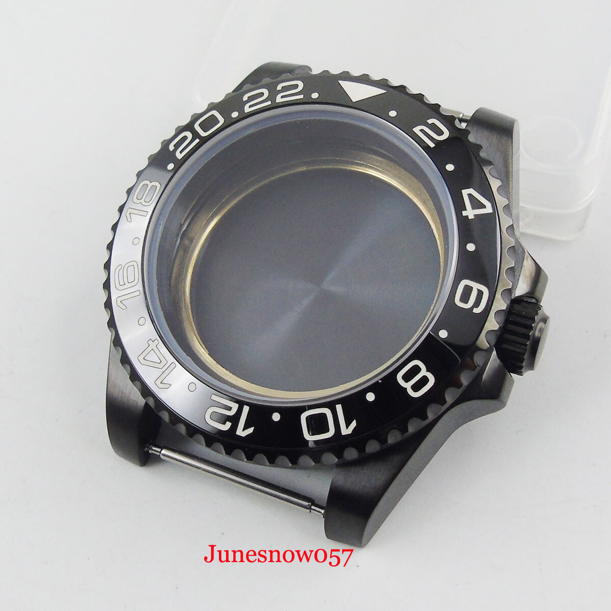 Fit NH35A/NH36A 40mm Black PVD Plated Watch Case Flat Sapphire Ceramic Insert