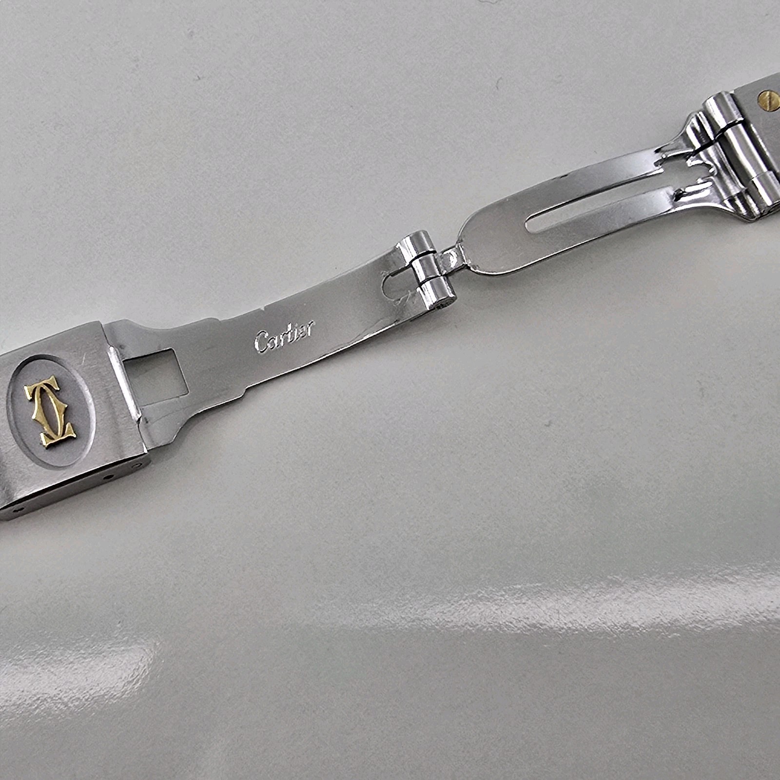 CARTIER SANTOS RONDE 8191 WATCH STEEL GOLD BRACELET 16 M (GOOD & 100% ORIGINAL)