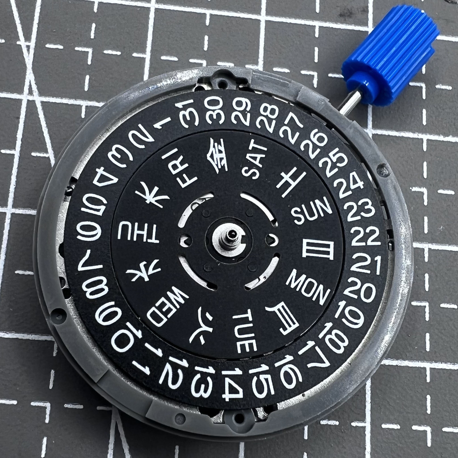 Seiko NH36A Black Automatic Mechanical Movement Green Lume 3.8 Crown Position