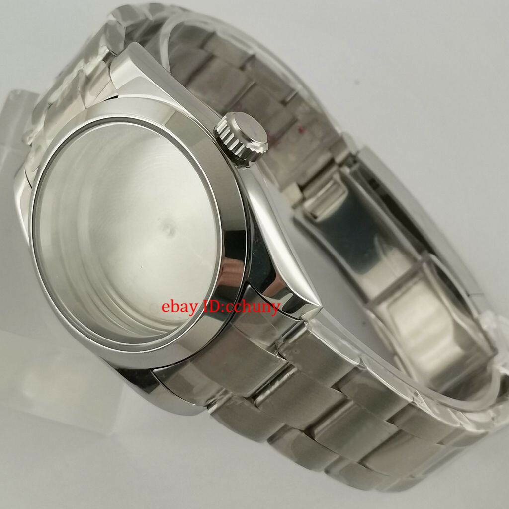 36mm Sapphire glass Steel Watch Case Bracelet Solid Back For NH35 NH36 Movement