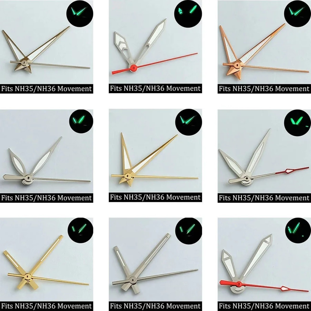 Green Luminous Watch Pointer Fit Needle For NH35 NH36 Hands NH Series Movement