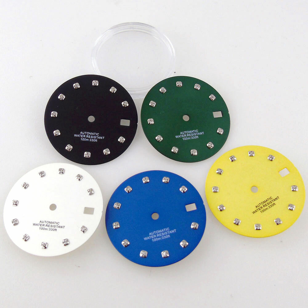 29mm black white blue green gold watch dial fit NH35 movement