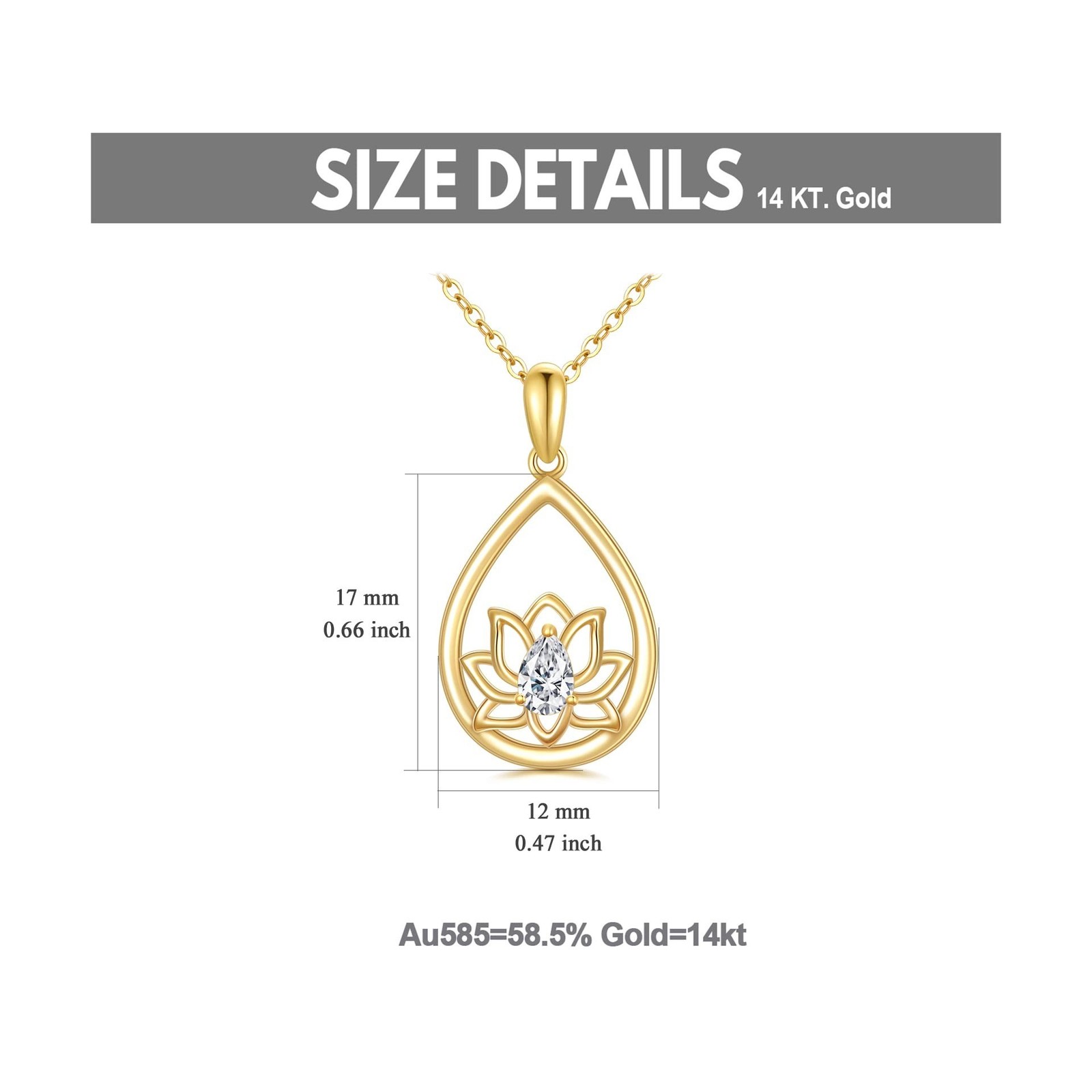 SISGEM 14k Gold Lotus Flower Necklaces for Women, 14 Karat Gold Jewelry Prese…