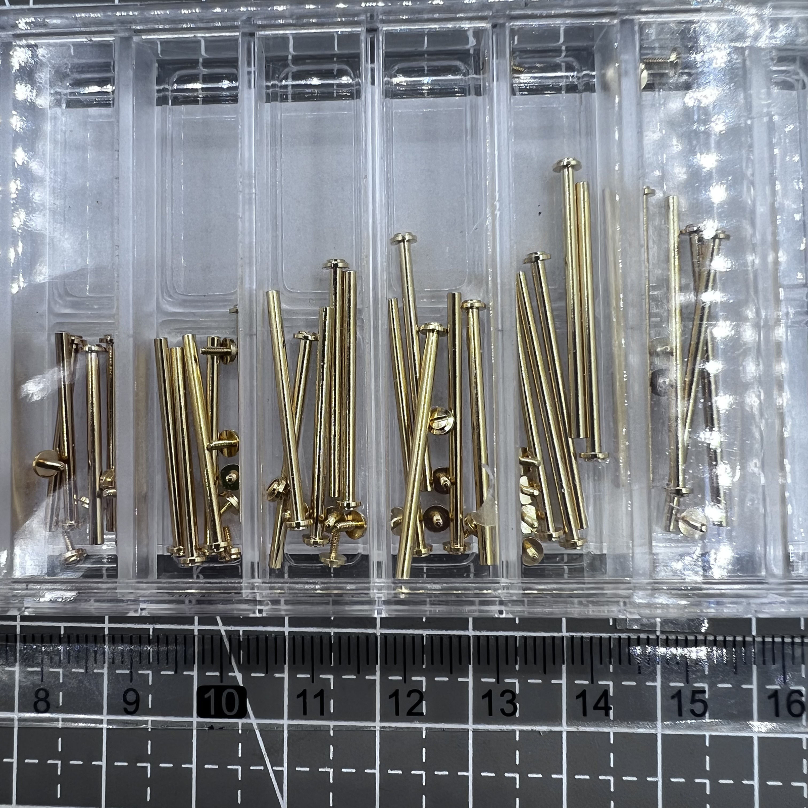 1.5mm Gold 11 Sizes 55PCS Watch Screw Type T-Bar Assortment Kit Made of Brass