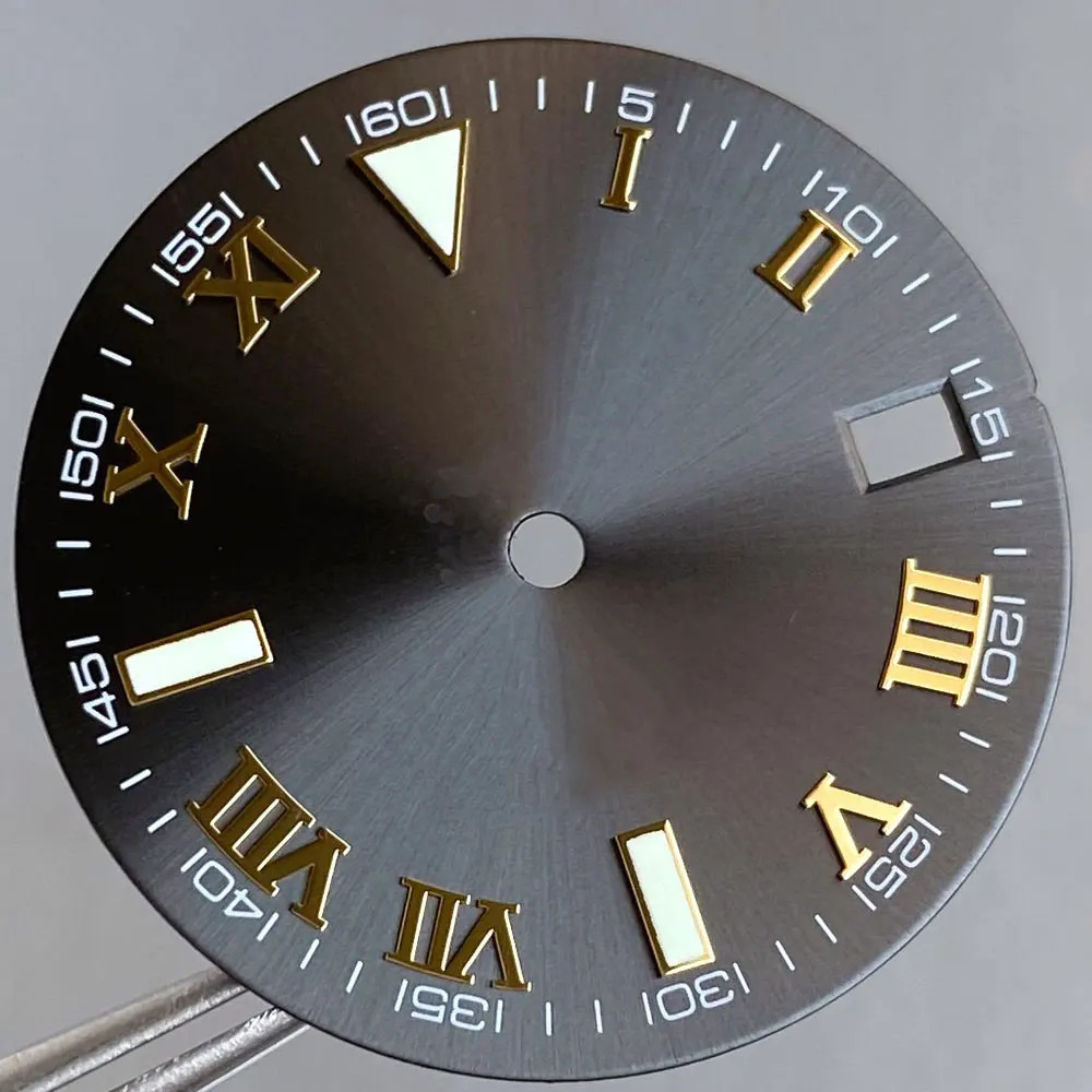 Tandorio New Roman Numeral Sunburst Dial 29mm Watch Dial Face For NH35 NH36 NH38