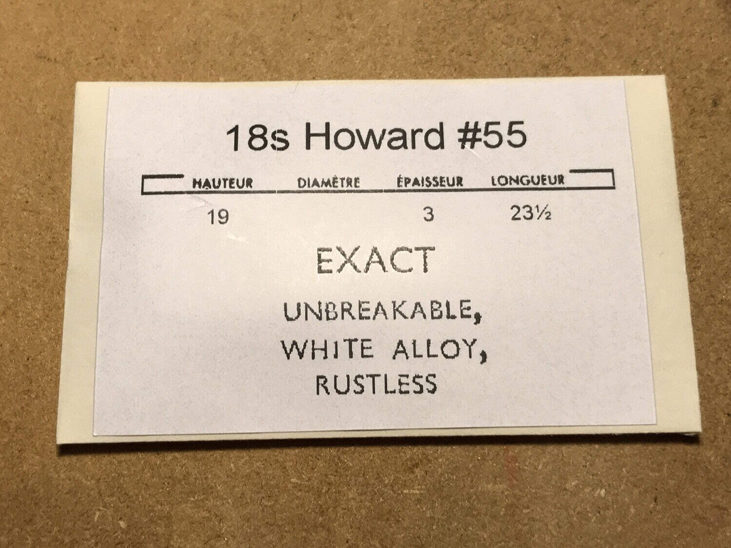 E. Howard 18s “N” Mainspring #55 (EXACT) – Alloy