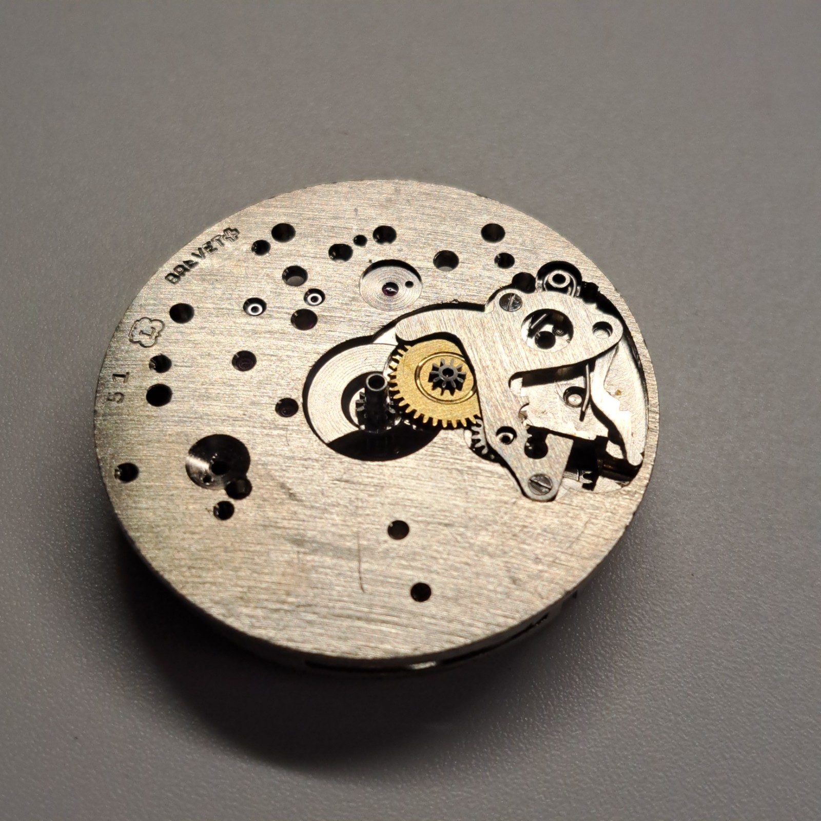 Landeron 51 Chronograph Watch Movement Part Incomplete, Gray, Stainless Steel