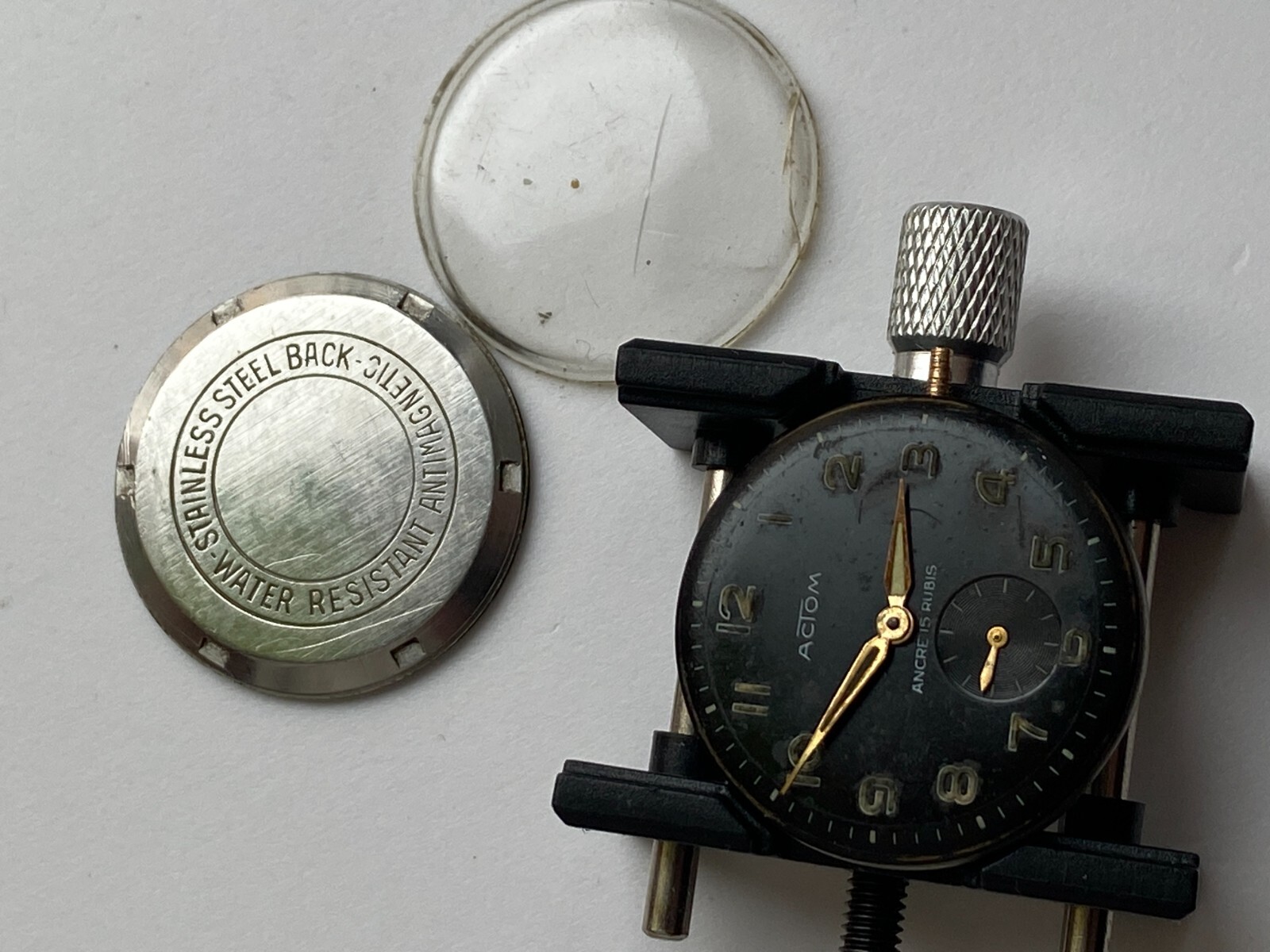 VINTAGE MEN WATCH FOR PARTS NOWORKING ACTOM 15 RUBIS FE 233-60 EBAUCHE CUPILLARD