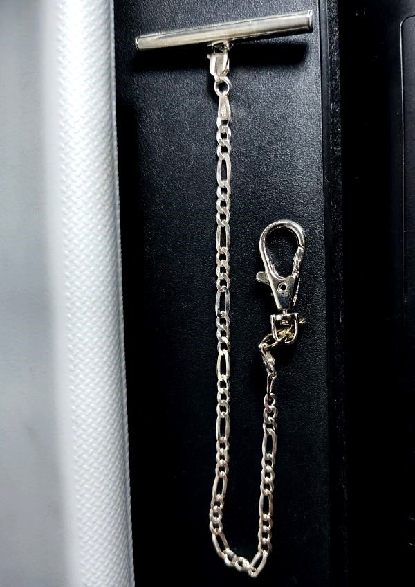 Solid 925 Sterling Silver Pocket Watch Chain – Toggle Clasp