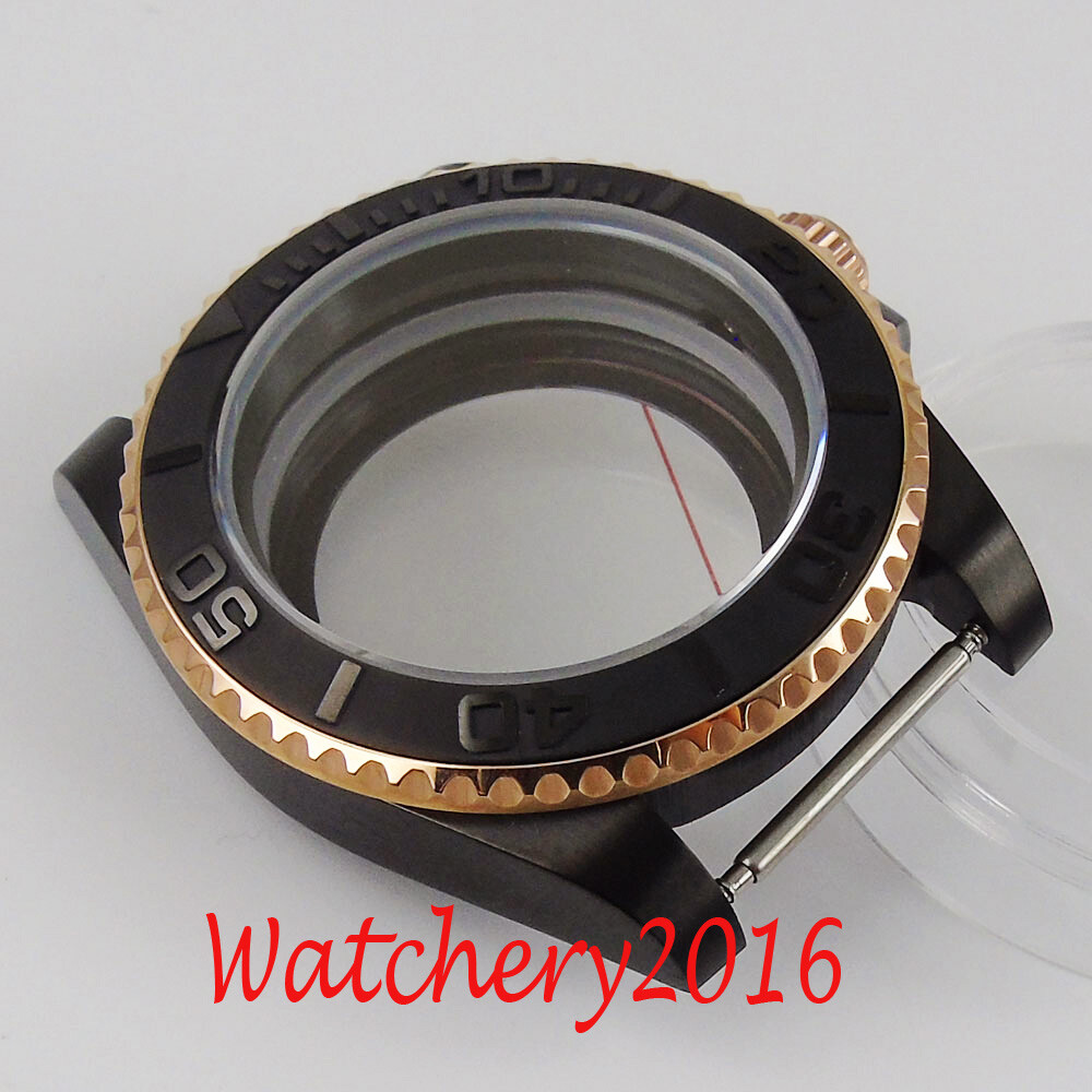 Black 40mm Sapphire PVD Watch Case Fit Miyota 8215 821A/NH35/ETA2836/DG2813 3804