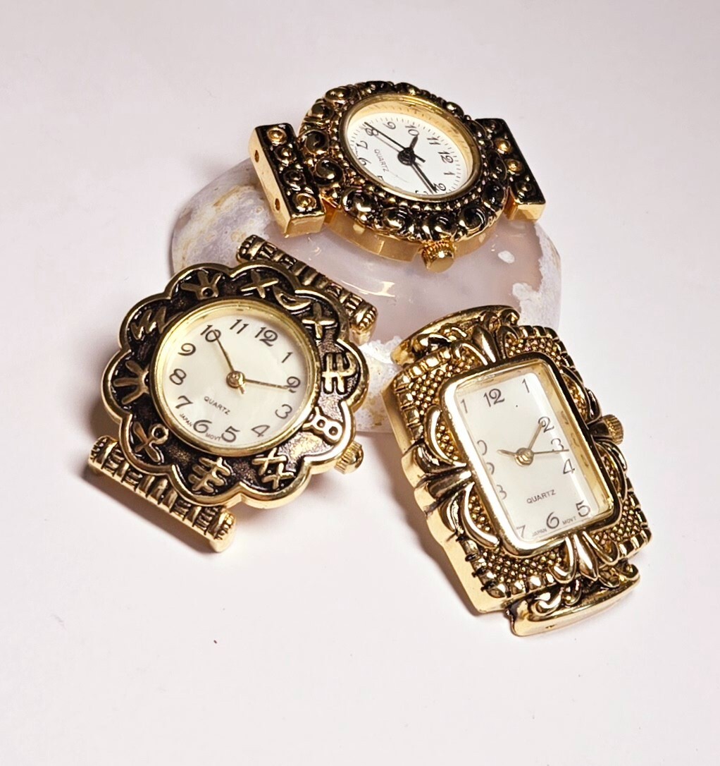 Beading Watch Faces Bronze Battery Included Watch Faces for Jewelry Making 3 pcs