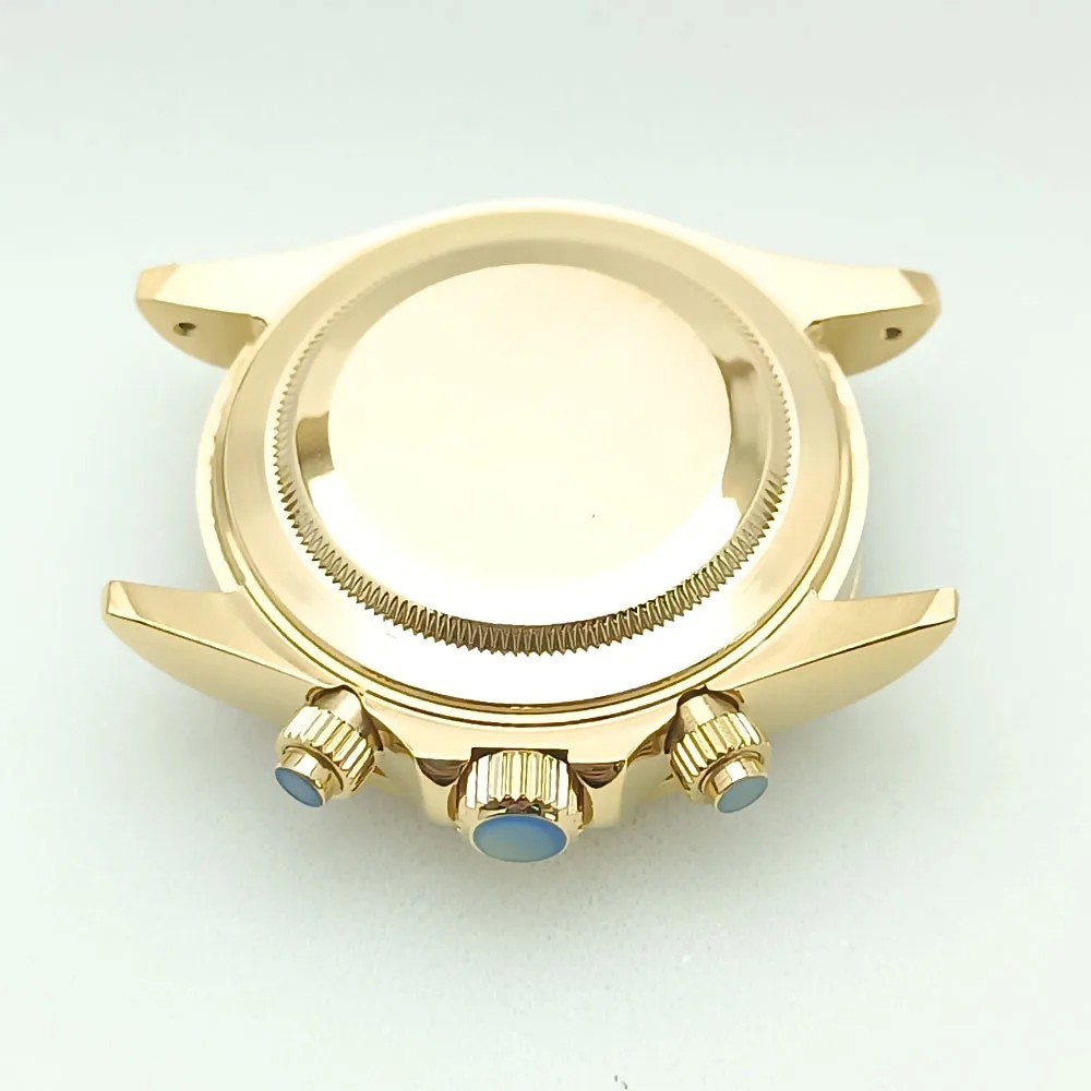39.3mm VK63 Watch Case Steel Sapphire Crystal Fits 20mm Strap Silver Gold