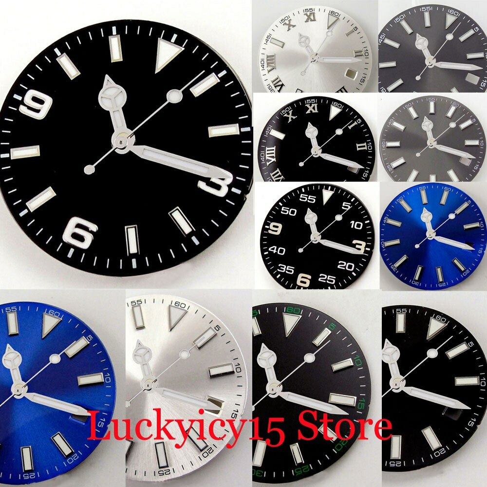29MM Blue Silver Dial Fit NH35 NH36 MIYOTA8215 ETA2824 2836 Automatic Movement