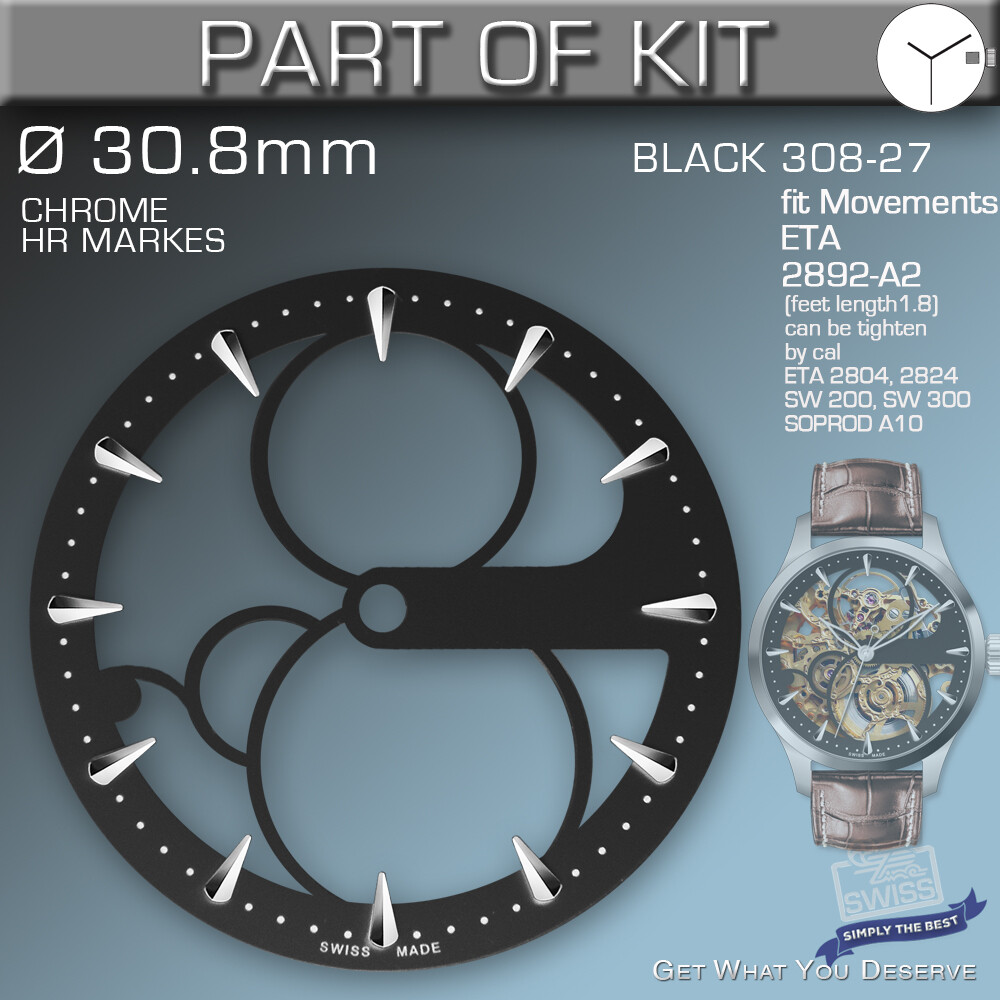 DO IT YOURSELF KIT 8: ELEGANCE CASE 34MM, DIAL, HANDS, fit ETA 2892-A2, SW300