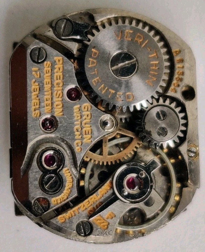 Rare Gruen W. Co. Cal. 290 17 jewel watch movement runs for repair