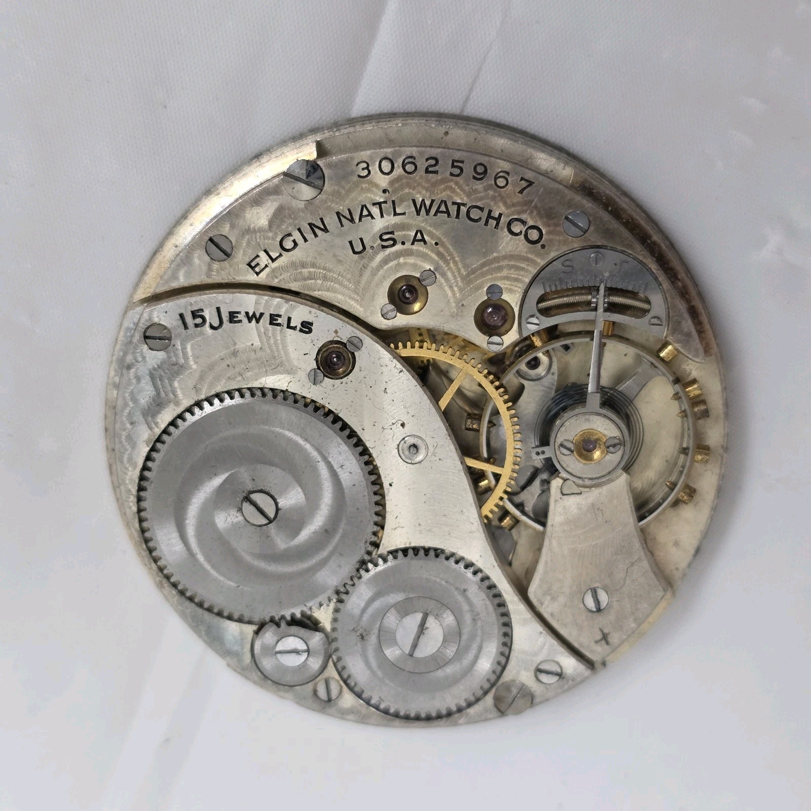 Elgin Grade 315 Pocket Watch Movement Size 12s 15j Openface Model 3 Good Balance