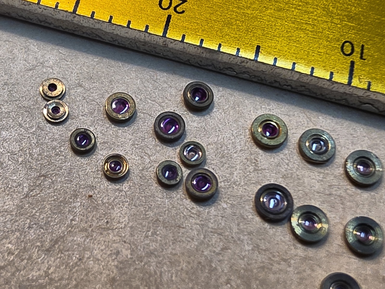 Lot Of 17 Elgin Bracelet Watch Balance Hole Jewels With A Mix Of Sizes