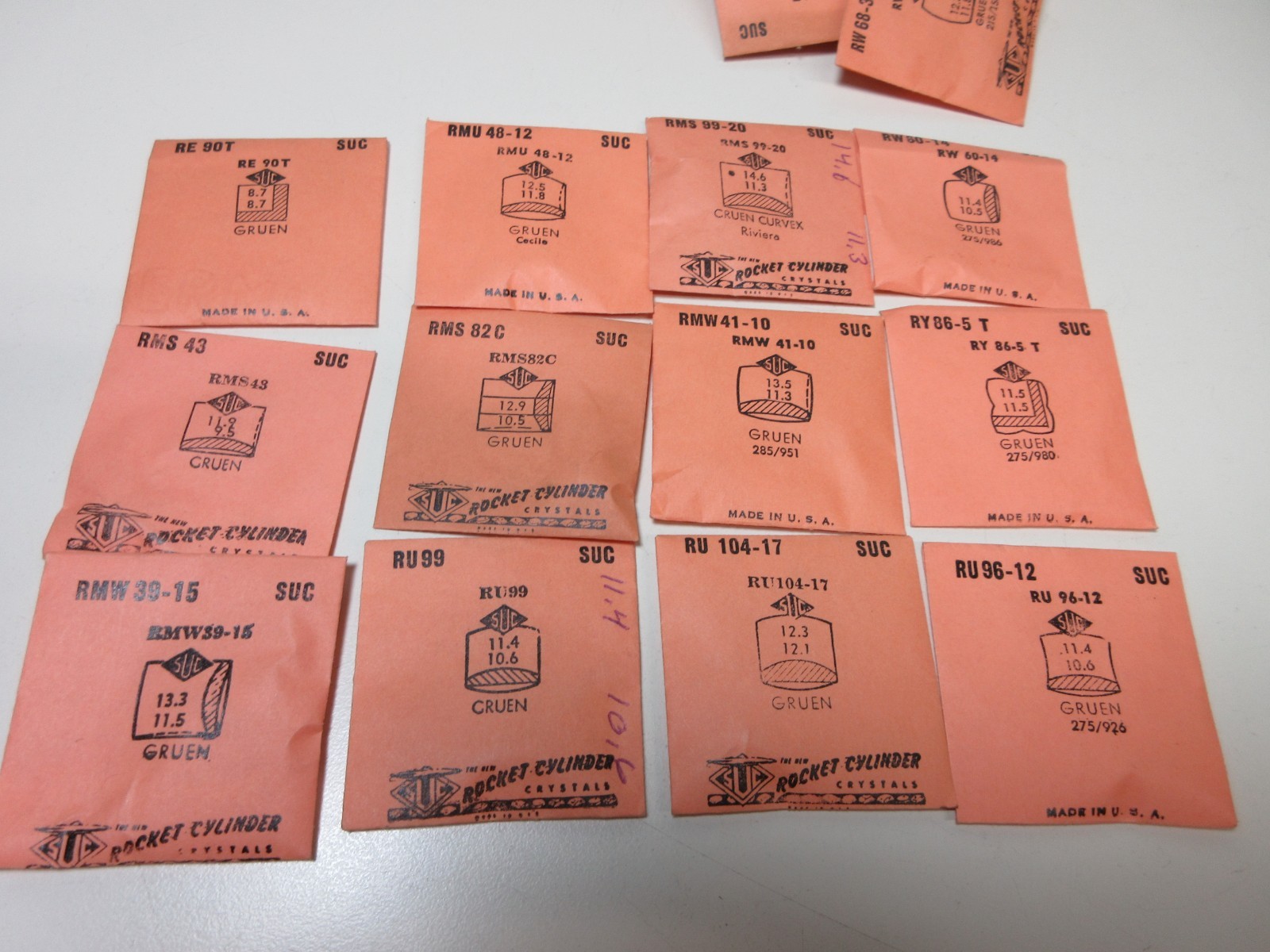 LOT OF SUC FOR GRUEN LADIES WATCH CRYSTALS WATCHMAKER REPLACEMENT PARTS #71