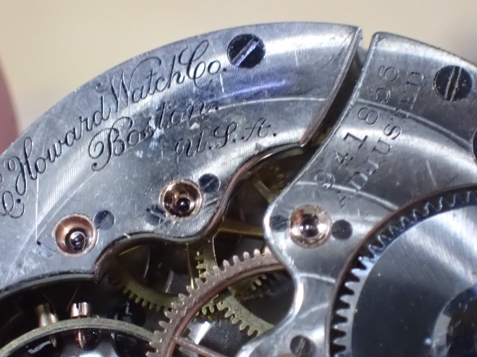 E Howard 17 Jewel 3 Adj Manual Wind Pocket Watch Movement good balance Series 3