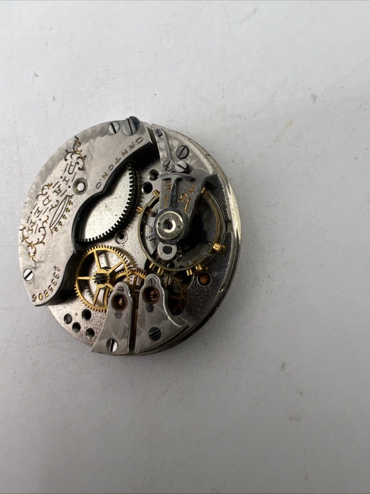 Antique Hampden Diadem Pocket Watch Movement For Parts or Not Working