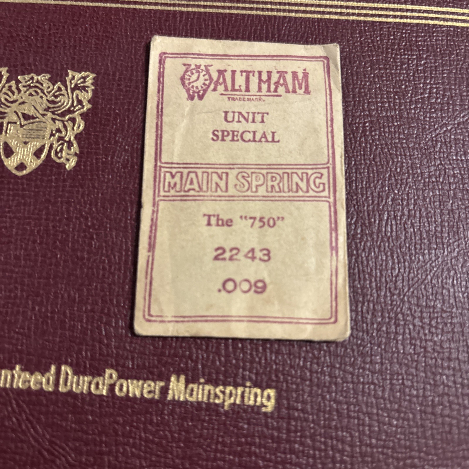 Waltham Unit Special Mainspring The 750 No. 2243 .009