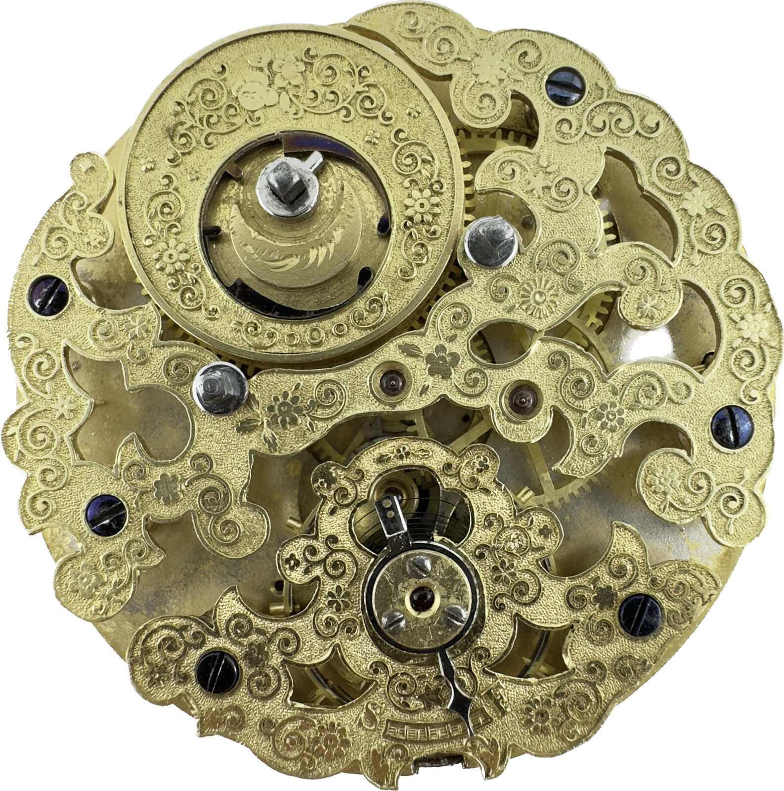 Antique Jacot Captains Dial Dual Time Chinese Duplex Pocket Watch Movement Swiss