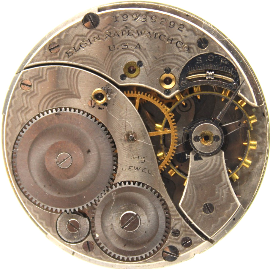 1917 ELGIN POCKET WATCH MOVEMENT 19939292 GRADE 315 12s 15j (LG)