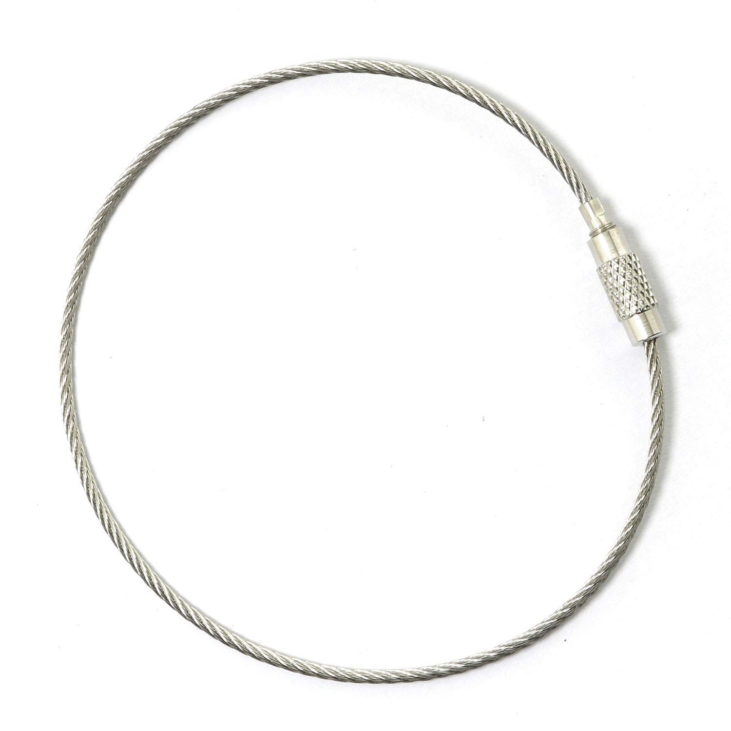 20pcs Stainless Steel Wire Keychains 1.5mm Aircraft Cable Key Ring Loops 4 Lengt