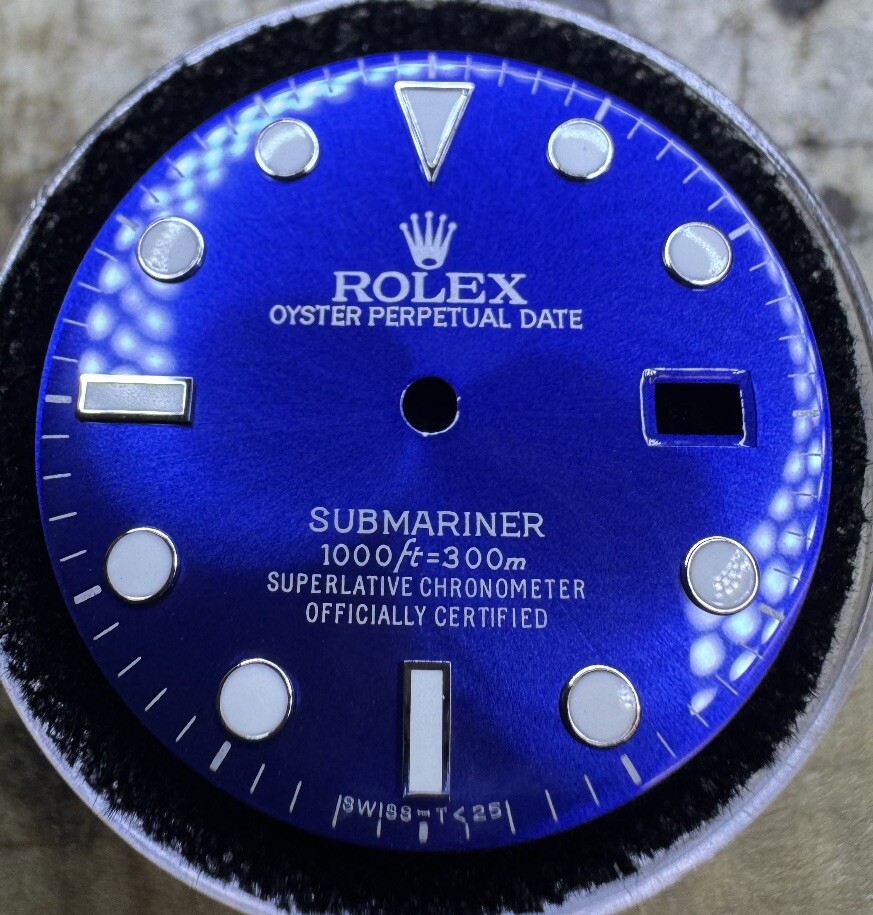 Rolex Submariner 40mm Custom Gloss Blue Lume Dial For Models 16610 168000 16800
