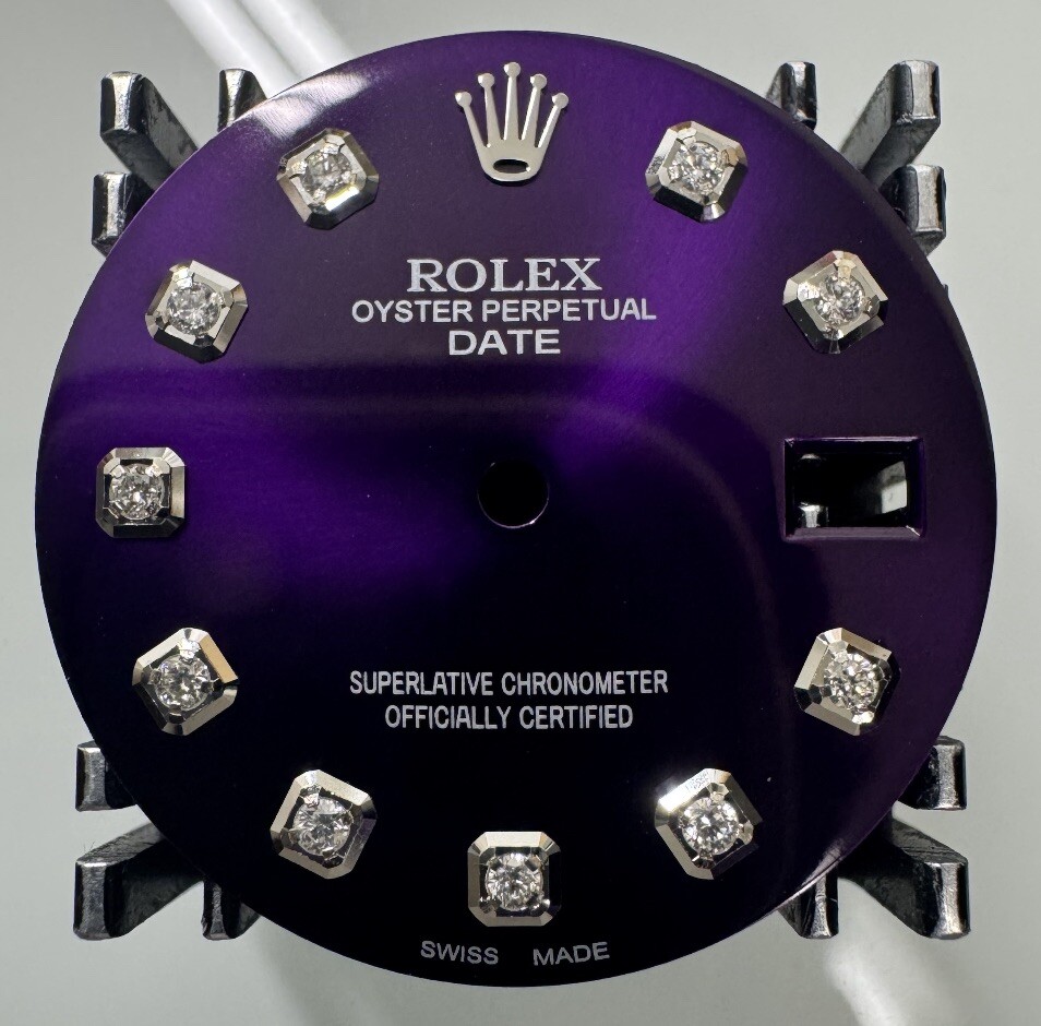 Rolex 34mm Date Watch Custom Purple Diamond Dial For NonQuick Models 1500 1501