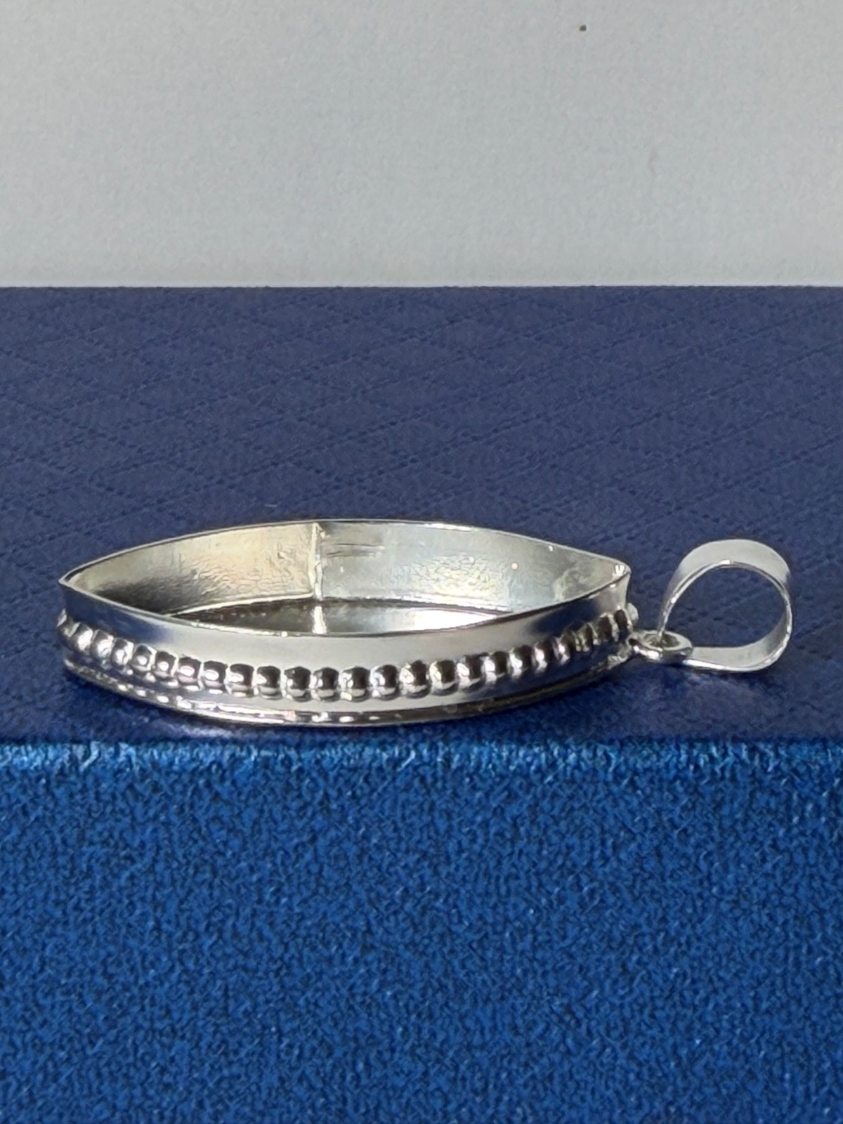 Sterling Silver Pendant Bezel Marquise 32mm