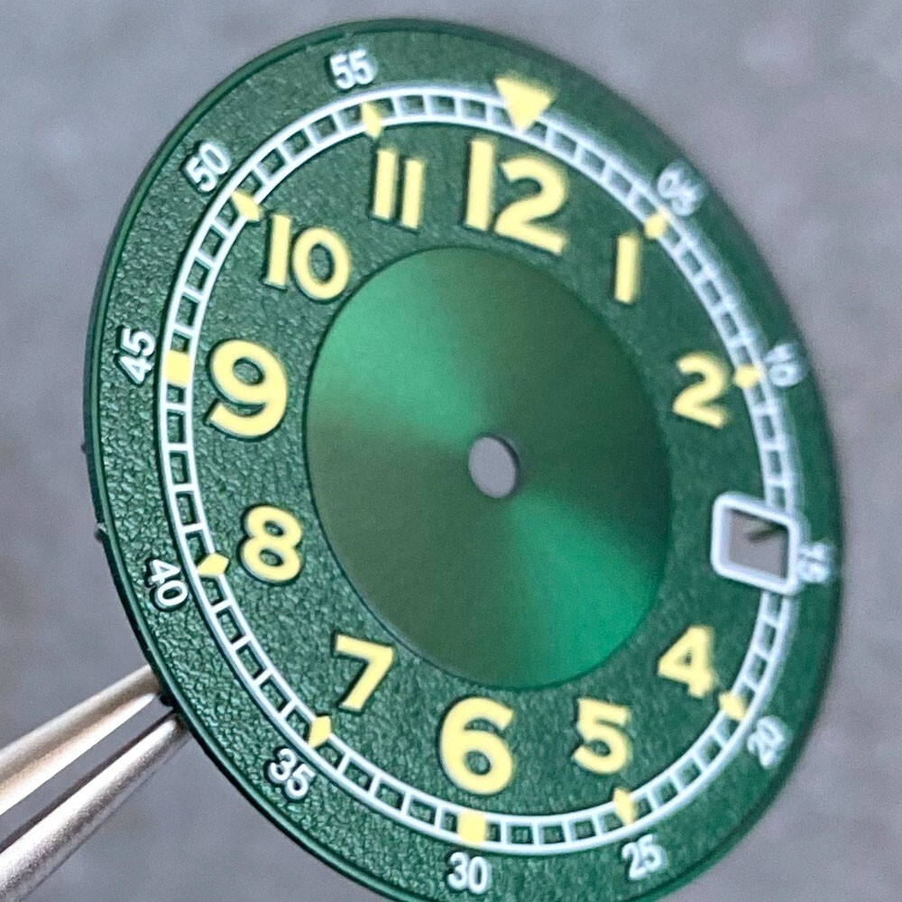 29mm Black Green Texture Super Luminous Dial + Hand Fit NH35A NH36A Mens Watch