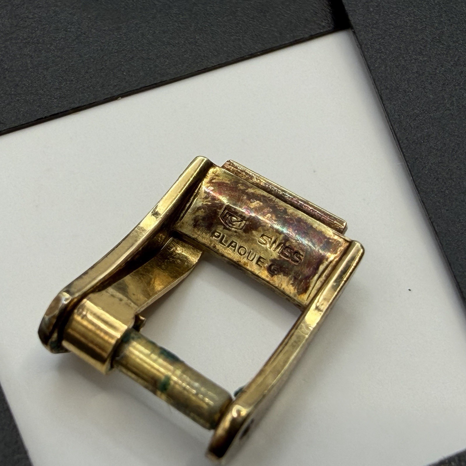 Vintage Bulova Plaque G Swiss Gold Plated Ladies Wristwatch Band Buckle Only 8mm