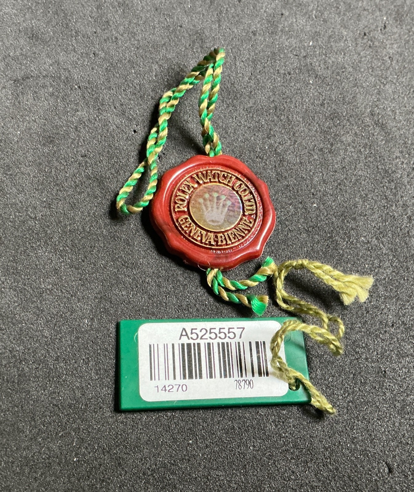 Authentic Rolex 14270 Explorer Red Laser Tag & Green Hang Tag set