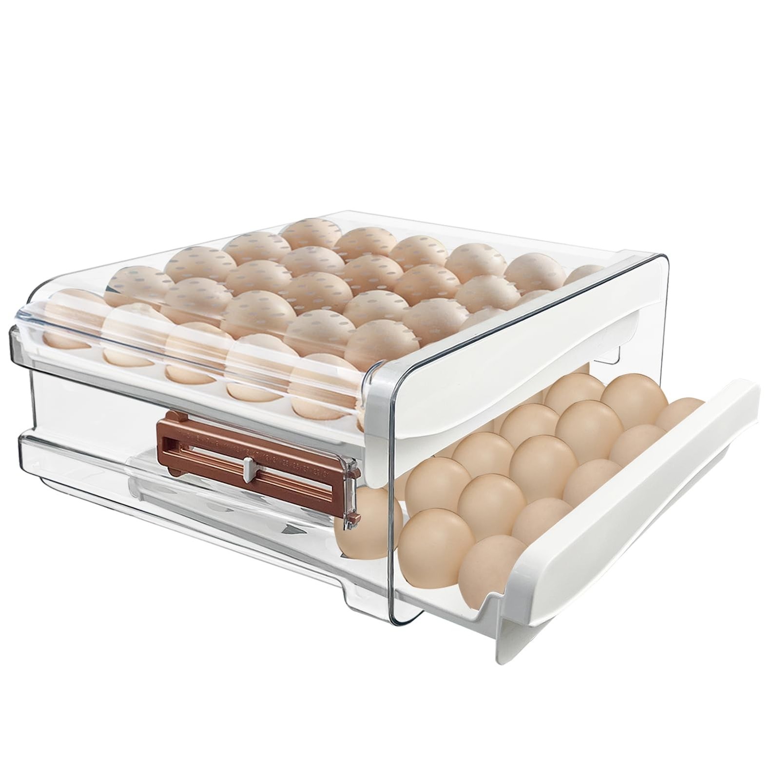 60 Egg Drawer Organizer for Refrigerator,2 Layers Transparent Egg Holder Tray…