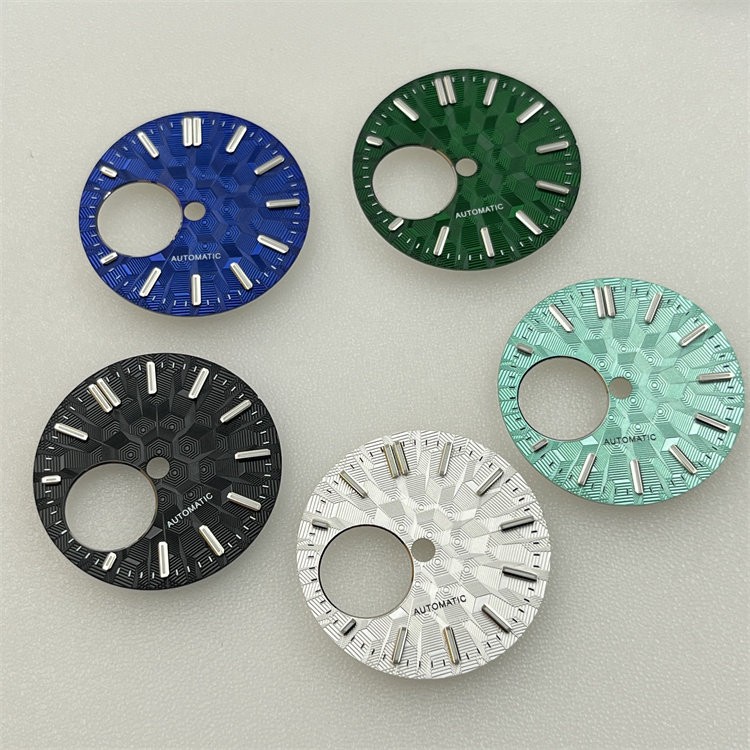 28.5mm Automatic Dial Green Lume Open Heart Fit Mod Watch Part