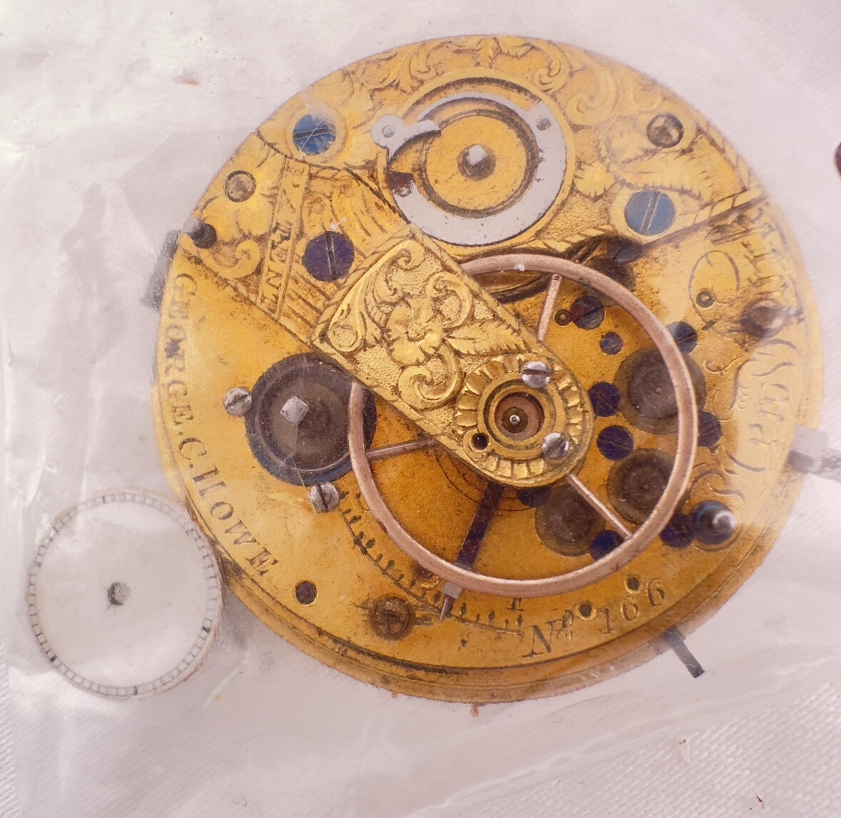Antique George Howe New York Key Wind Fusee Pocket Watch Movement for Parts