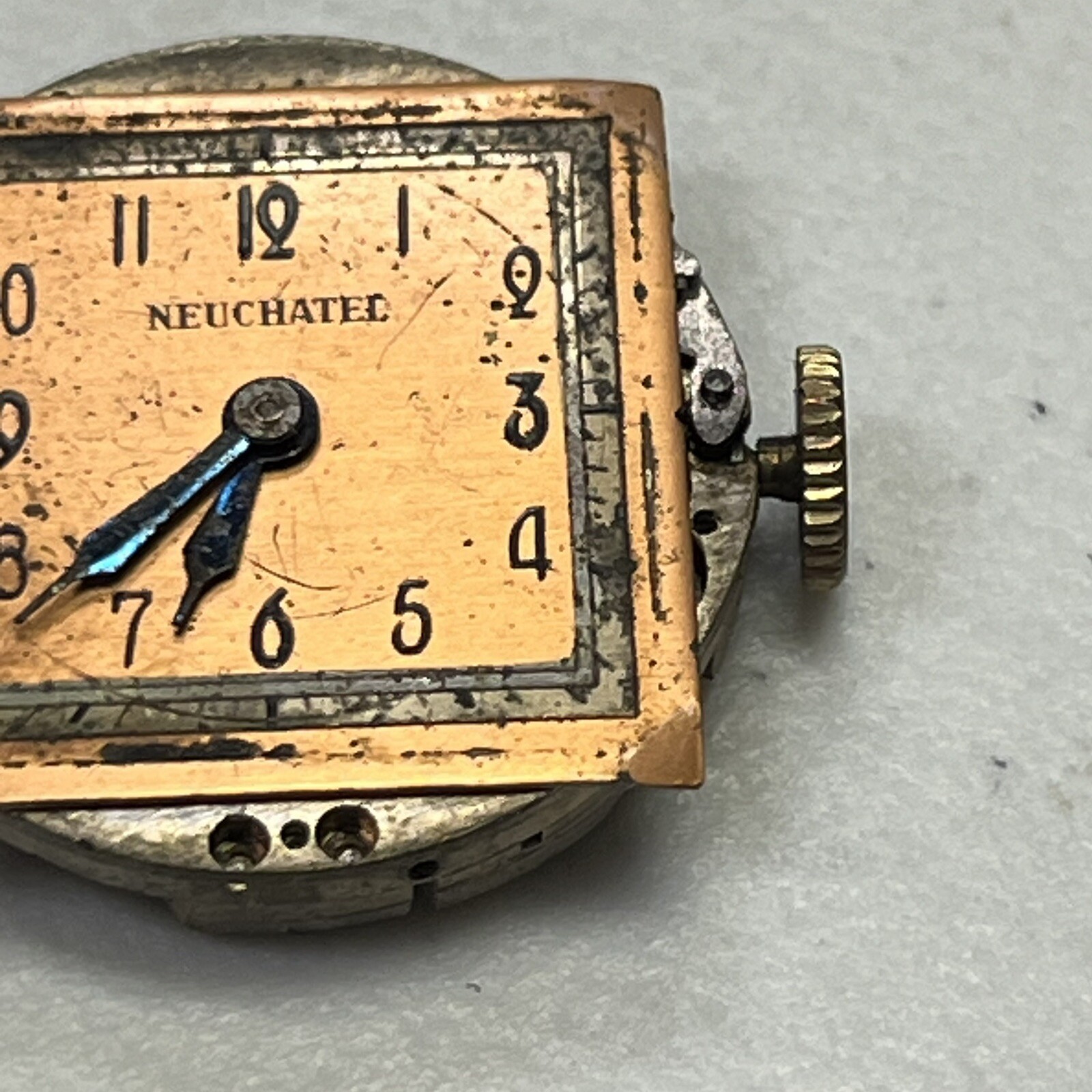 Vintage Neuchatel Master Sutton Wrist Watch Face 6 Jewels Parts/Repair Only #409