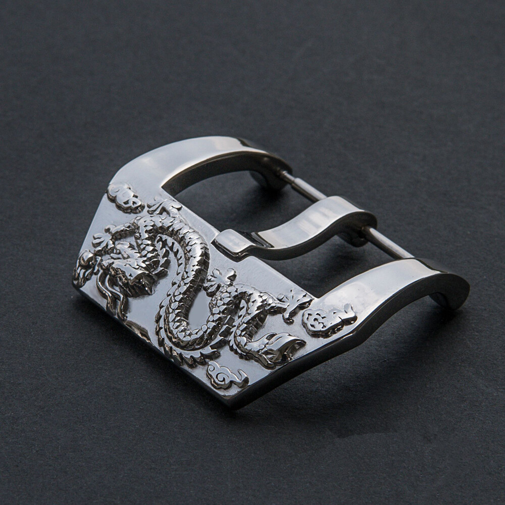 Stainless Steel Watch Buckle Strap Dragon Embossed Pin Buckle Wristwatch Clasp