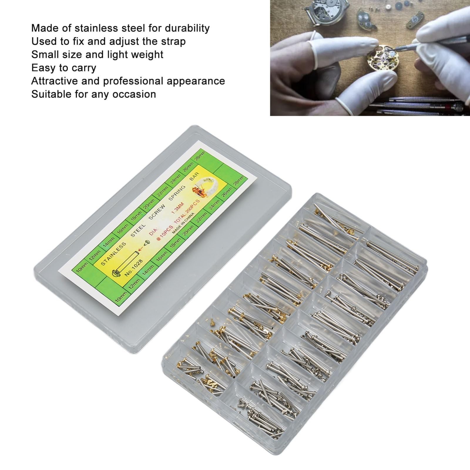 200pcs Watch Screw Tubes, Link Part Screws for Band & Buckle Repair, Lug Pins