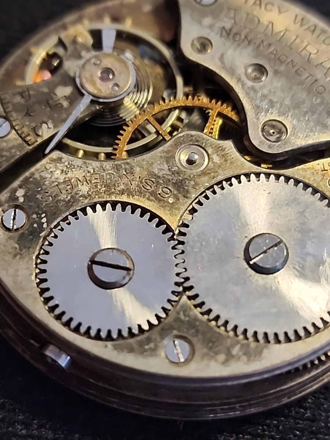 Vintage Admiral Tacy Watch Co. 6 Jewels 2 Adjustments Swiss Pocket movement
