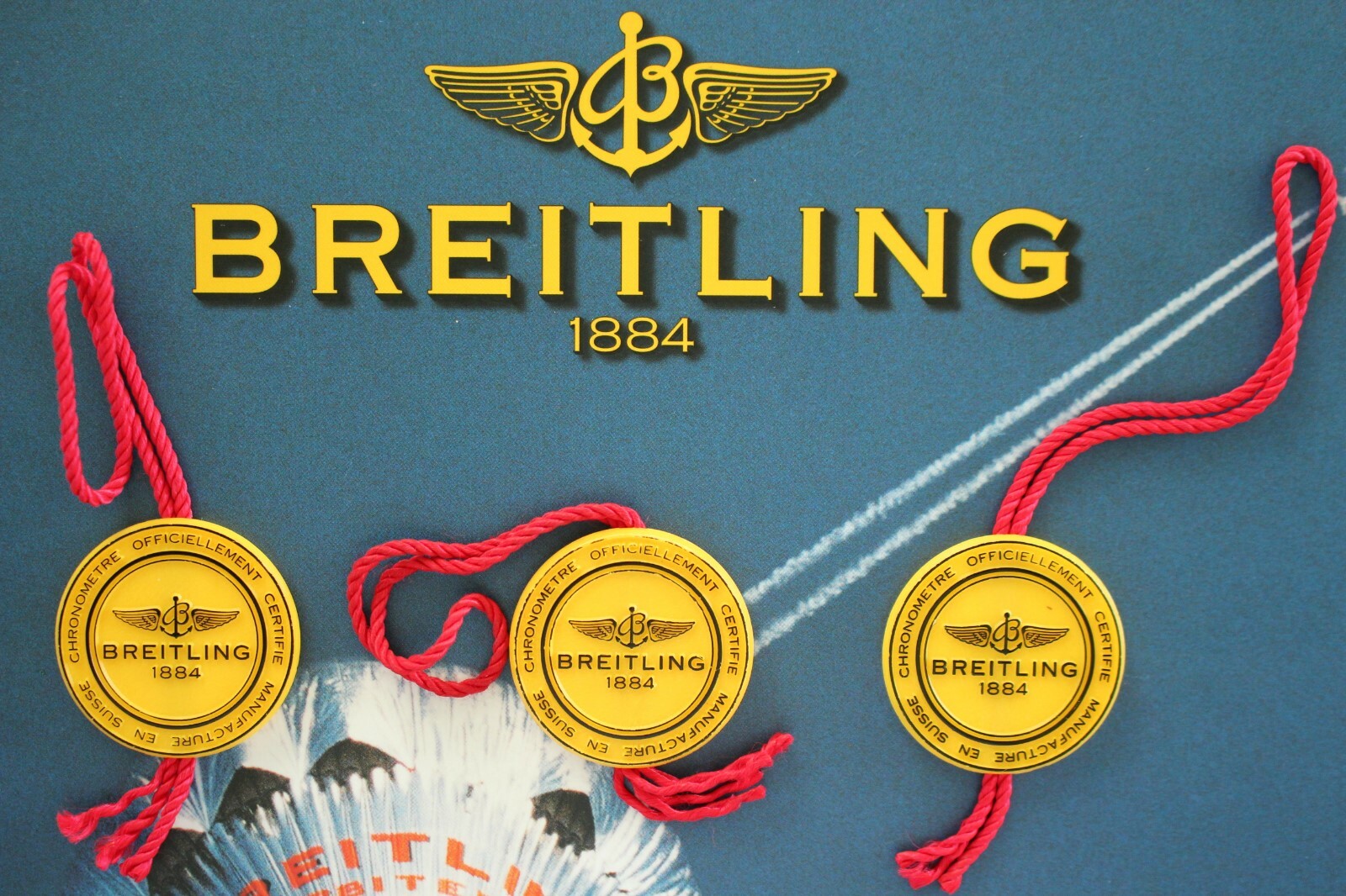 BREITLING FACTORY JEWELERS SALES ACCESSORY YELLOW PLASTIC WATCH HANG – SWING TAG